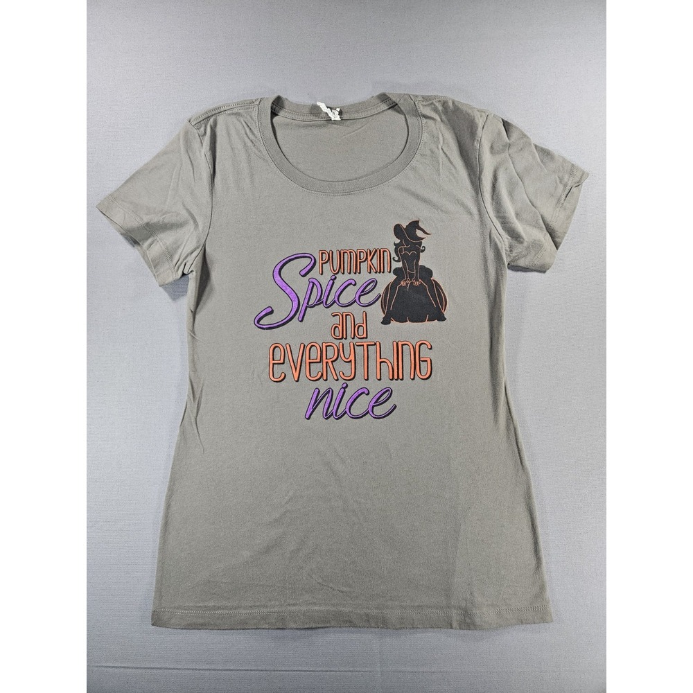 Pumpkin Spice Everything Nice Shirt XL Halloween Witch Graphic T Tee Green Taupe